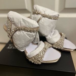 Badgley Mischka gala crystal ankle strap evening shoe